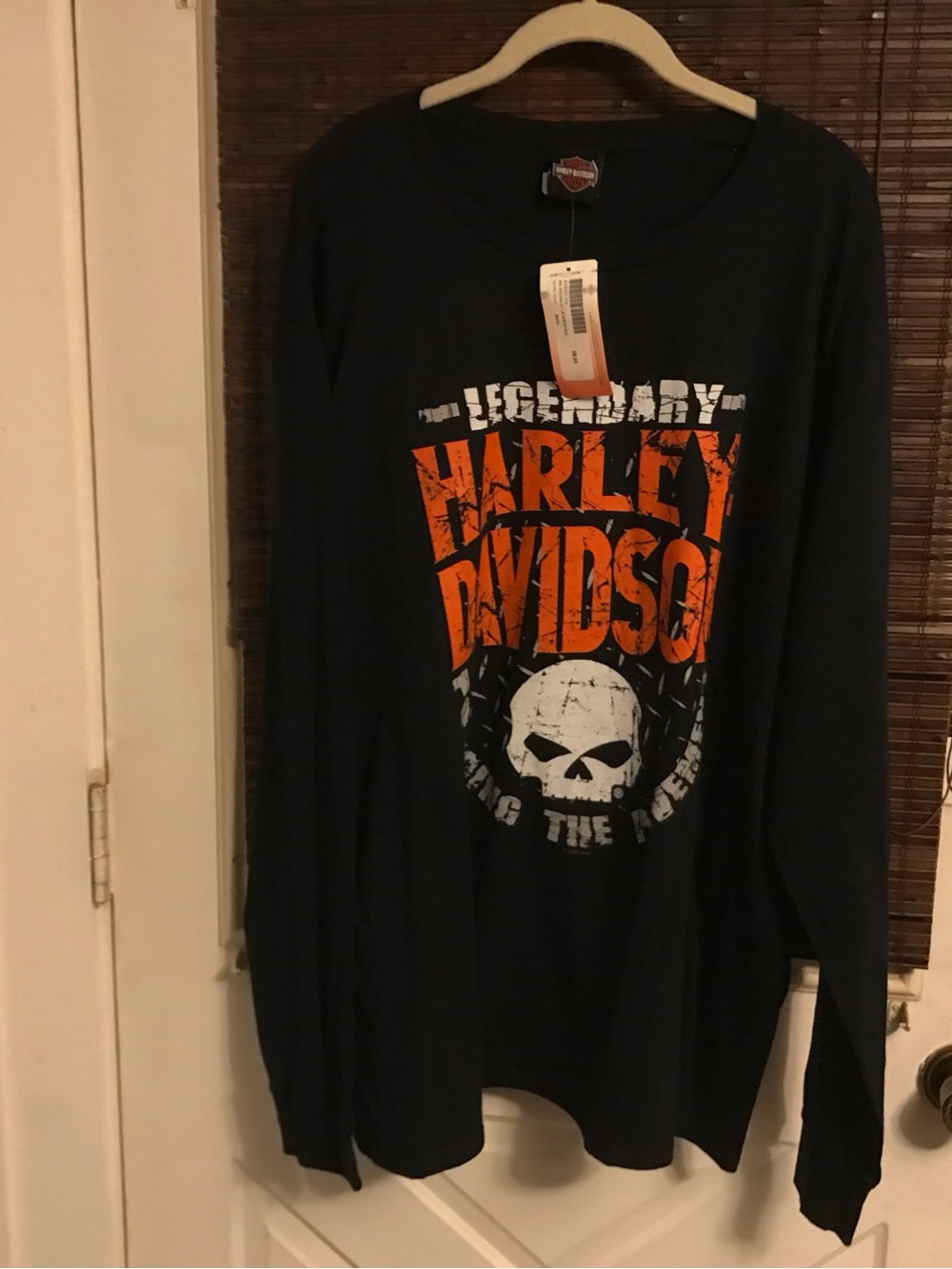 NWT Harley-Davidson® Men's Skull Lightning Crest Graphic LS Black